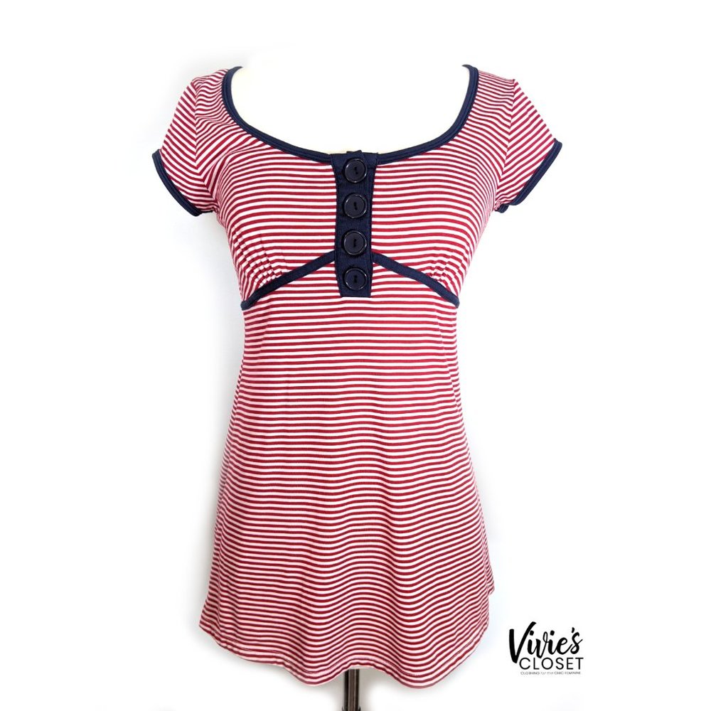 Charlotte Russe Nautical Striped Dress Top Size M